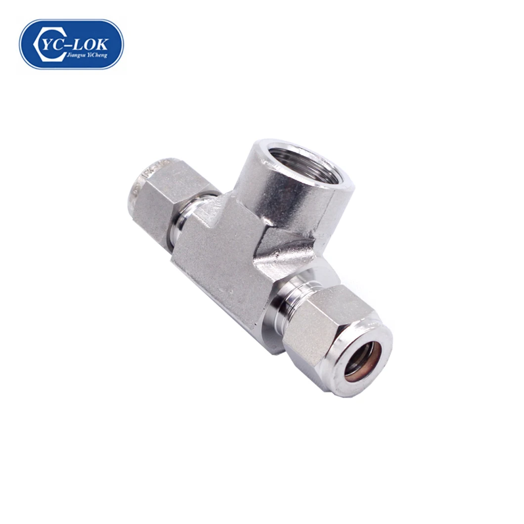 Double Ferrule Compression Connector 316 Ss Swagelok Tube Fitting Tee Elbow Union with Cutting Rings for Instrumentation