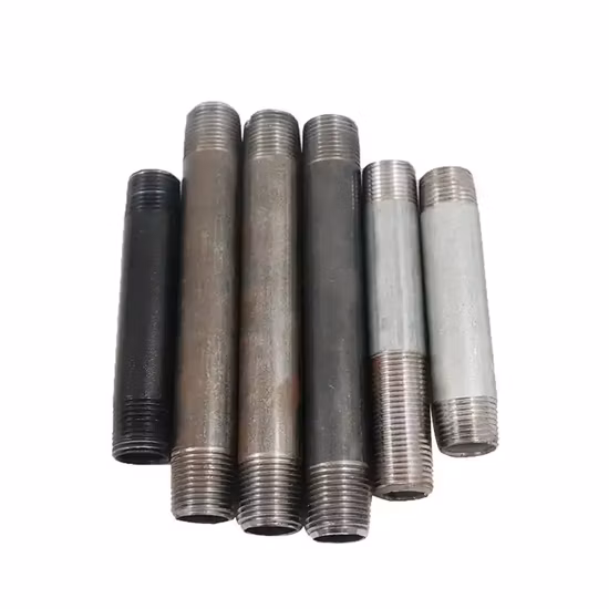 Precio de fábrica Acero al carbono galvanizado Rosca personalizada NPT Bsp 1/8-4" Tamaño Boquilla doble para aceite de agua